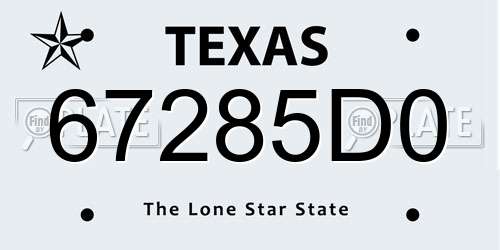 67285D0 Texas License Plate