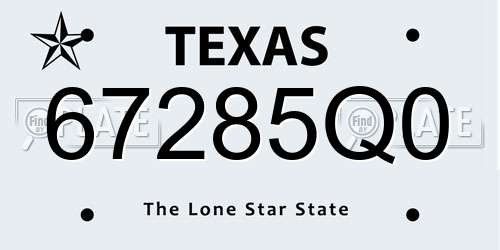 67285Q0 Texas License Plate