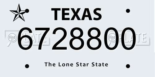 6728800 Texas License Plate