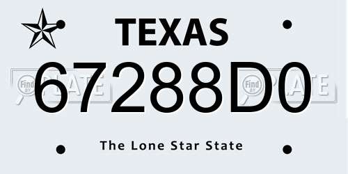 67288D0 Texas License Plate