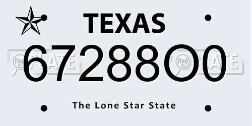 67288O0 Texas License Plate