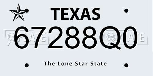67288Q0 Texas License Plate