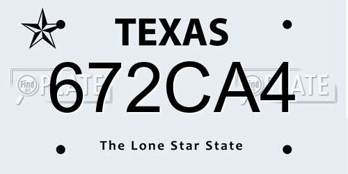 672CA4 Texas License Plate