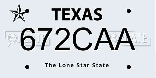 672CAA Texas License Plate