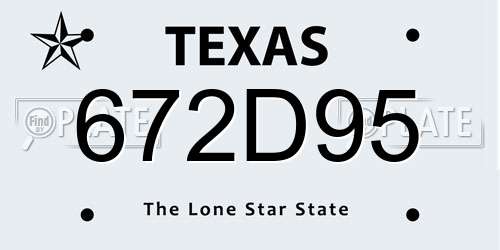 672D95 Texas License Plate