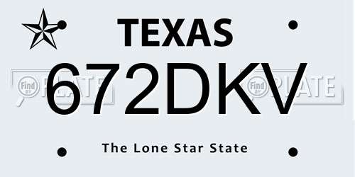 672DKV Texas License Plate