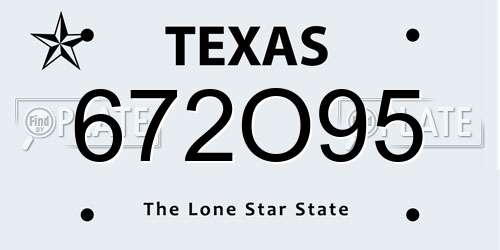 672O95 Texas License Plate