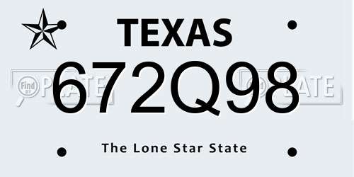 672Q98 Texas License Plate