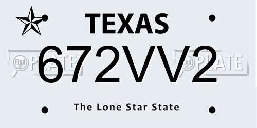 672VV2 Texas License Plate