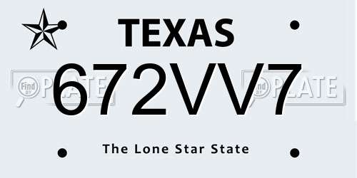 672VV7 Texas License Plate
