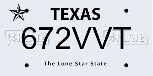 672VVT Texas License Plate