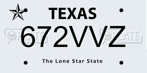 672VVZ Texas License Plate