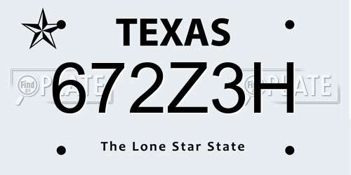672Z3H Texas License Plate