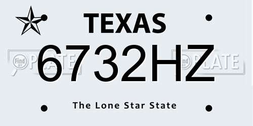 6732HZ Texas License Plate
