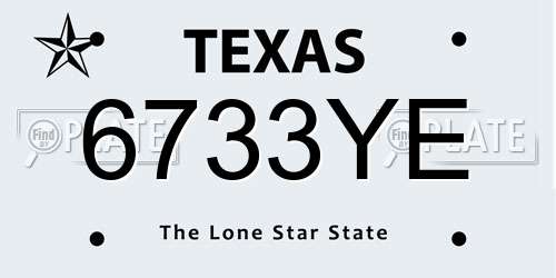 6733YE Texas License Plate