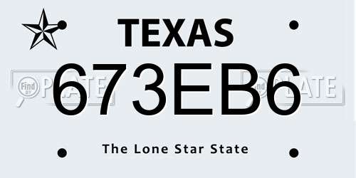 673EB6 Texas License Plate