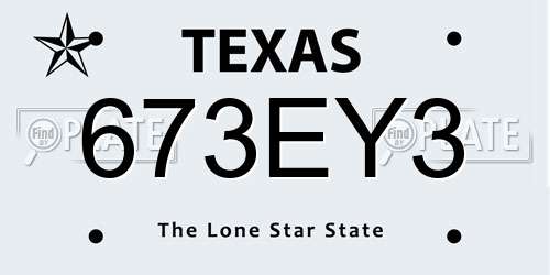 673EY3 Texas License Plate