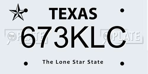 673KLC Texas License Plate