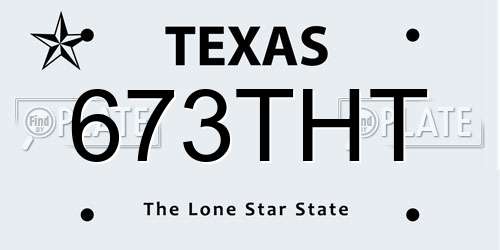673THT Texas License Plate