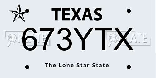 673YTX Texas License Plate