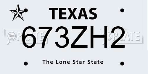 673ZH2 Texas License Plate