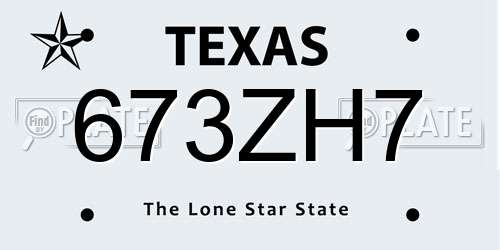 673ZH7 Texas License Plate