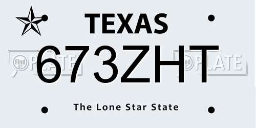673ZHT Texas License Plate