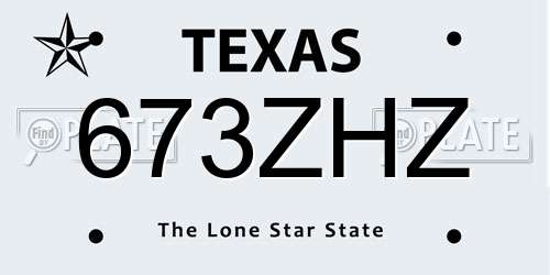 673ZHZ Texas License Plate