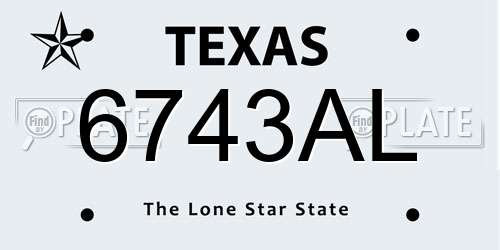6743AL Texas License Plate