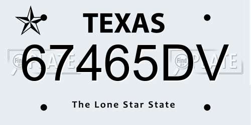 67465DV Texas License Plate