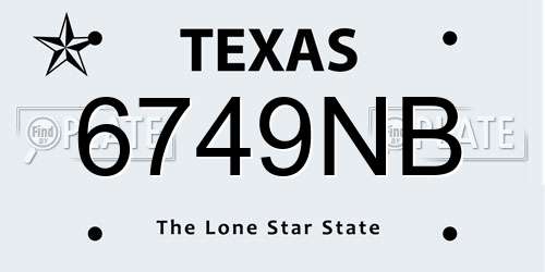 6749NB Texas License Plate