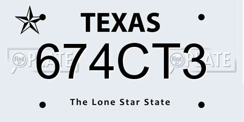 674CT3 Texas License Plate