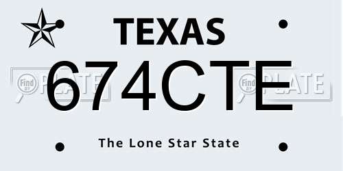 674CTE Texas License Plate