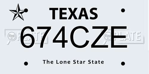 674CZE Texas License Plate