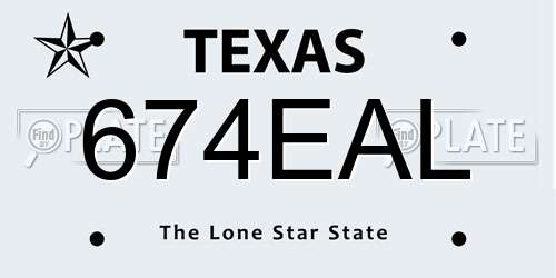 674EAL Texas License Plate