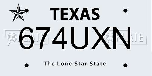 674UXN Texas License Plate