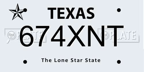 674XNT Texas License Plate
