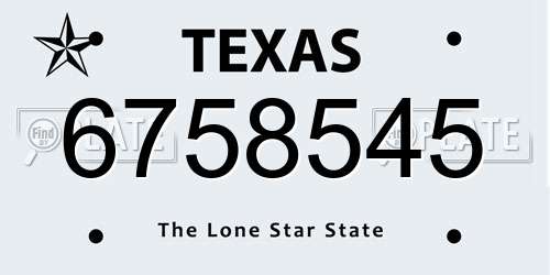 6758545 Texas License Plate