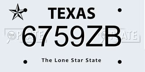6759ZB Texas License Plate