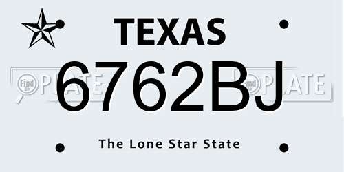 6762BJ Texas License Plate