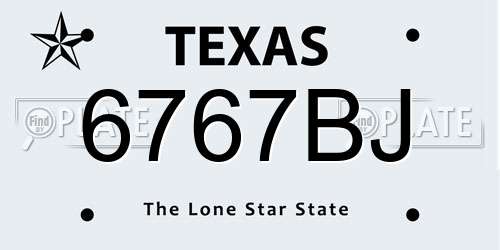 6767BJ Texas License Plate