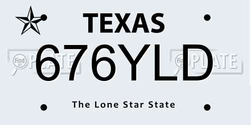 676YLD Texas License Plate
