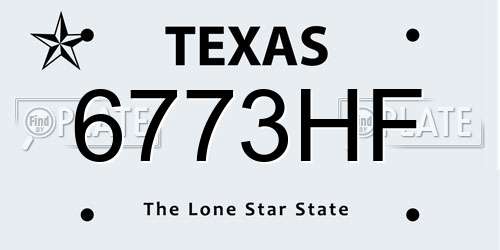 6773HF Texas License Plate
