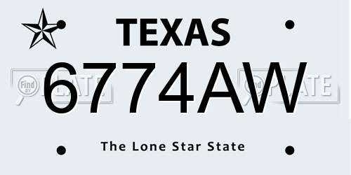 6774AW Texas License Plate