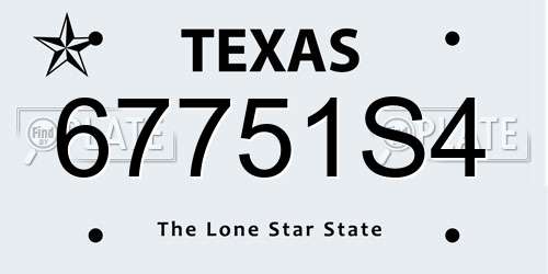 67751S4 Texas License Plate