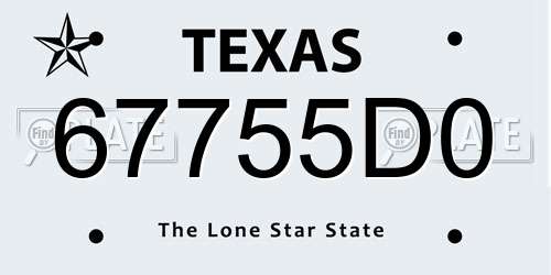 67755D0 Texas License Plate