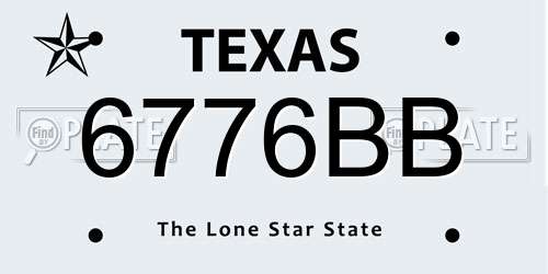 6776BB Texas License Plate