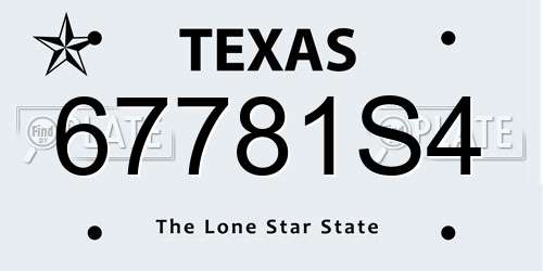 67781S4 Texas License Plate
