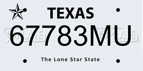 67783MU Texas License Plate