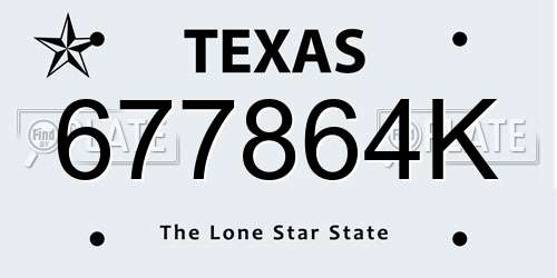 677864K Texas License Plate